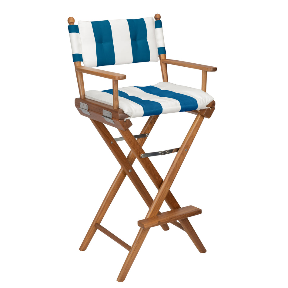 Premium Grade Teak Folding Captains Chair with Cabana Regatta Sunbrella® Seat Cushions