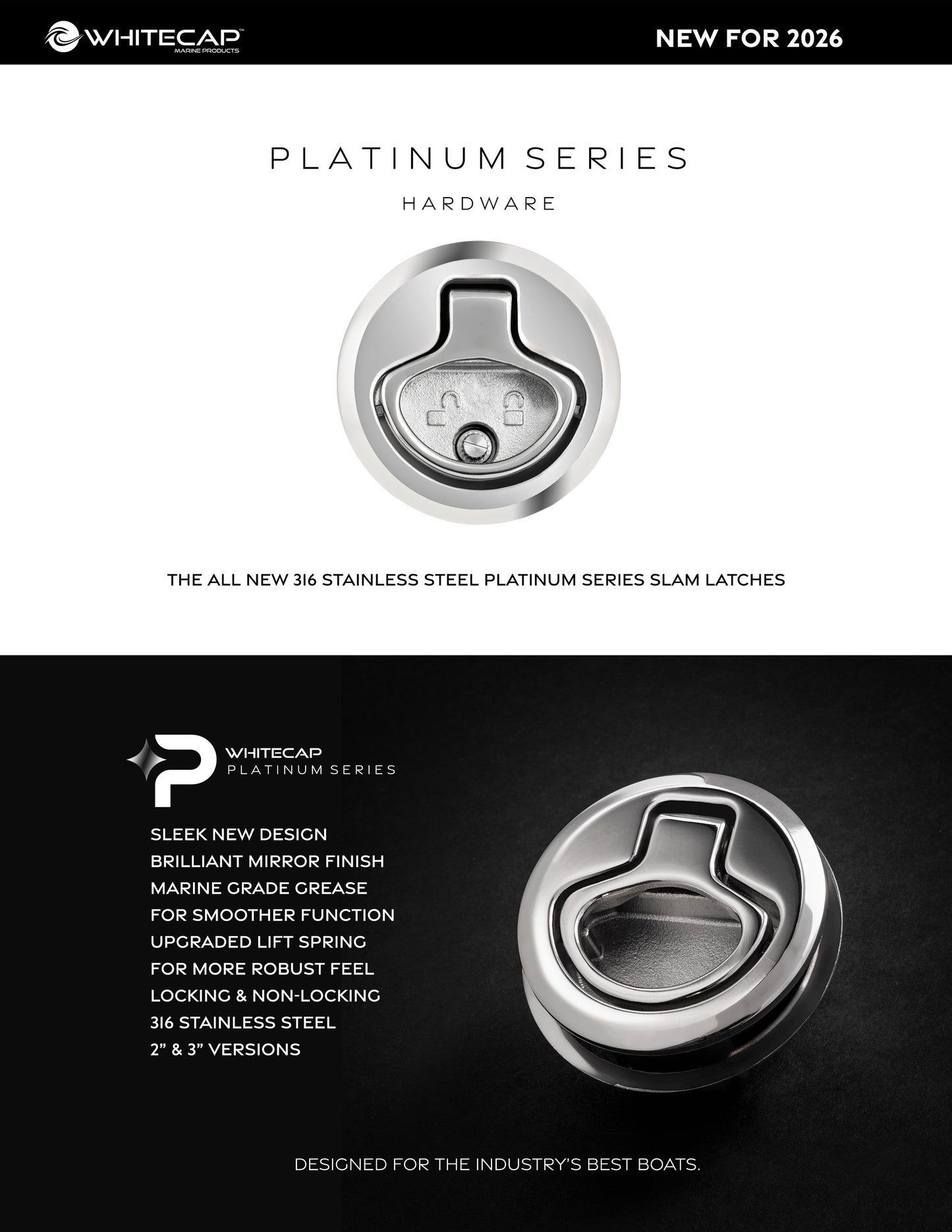 3" Waterproof 316 Stainless Steel Slam Latch - Locking