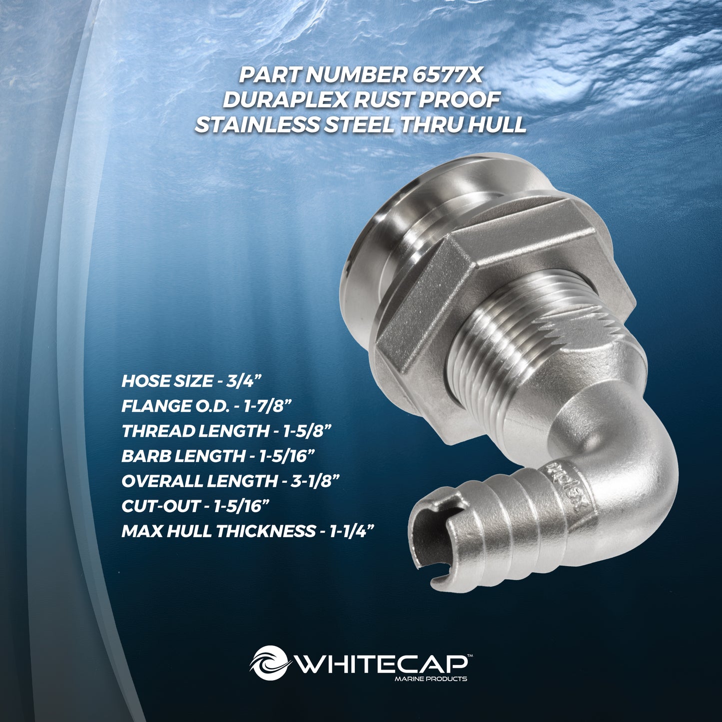 3/4" 90° DURAPLEX Thru-Hull