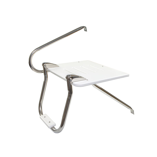 White Poly Swim Platform with Ladder and Mounting Hardware for Boats with Outboard Motors