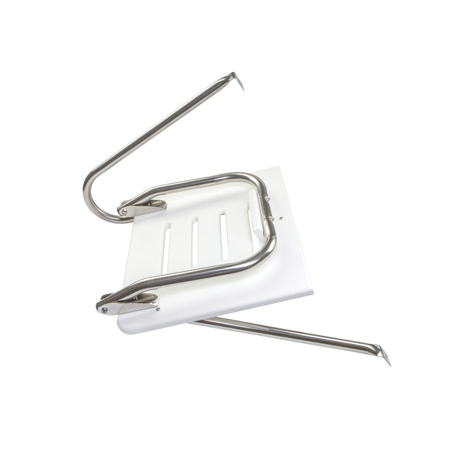White Poly Swim Platform with Ladder and Mounting Hardware for Boats with Outboard Motors