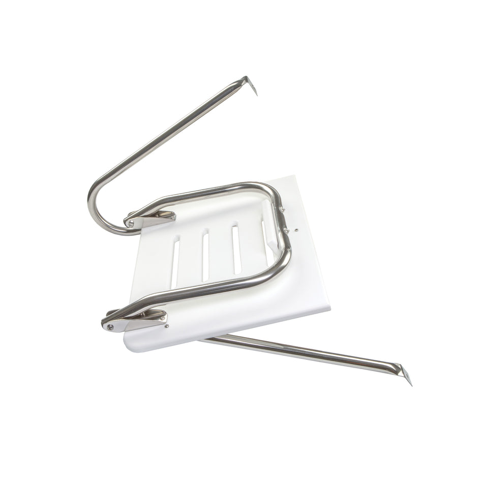White Poly Swim Platform with Ladder and Mounting Hardware for Boats with Outboard Motors