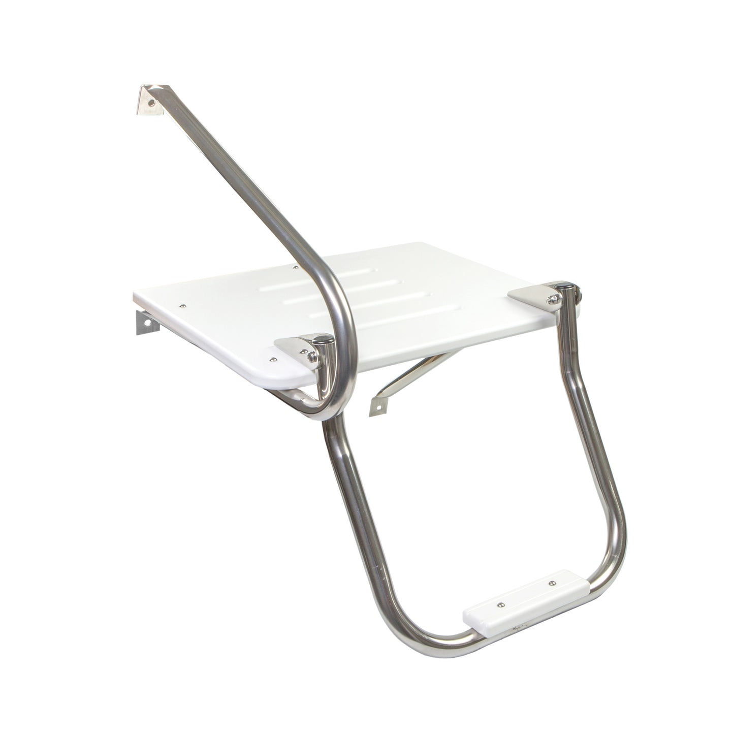 White Poly Swim Platform with Ladder and Mounting Hardware for Boats with Outboard Motors