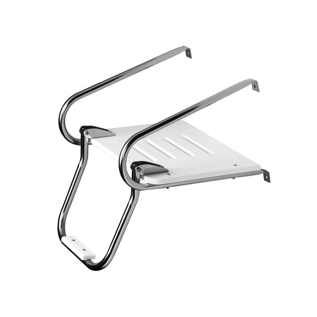 White Poly Swim Platform with Ladder and Mounting Hardware for Boats with Inboard/Outboard Motors
