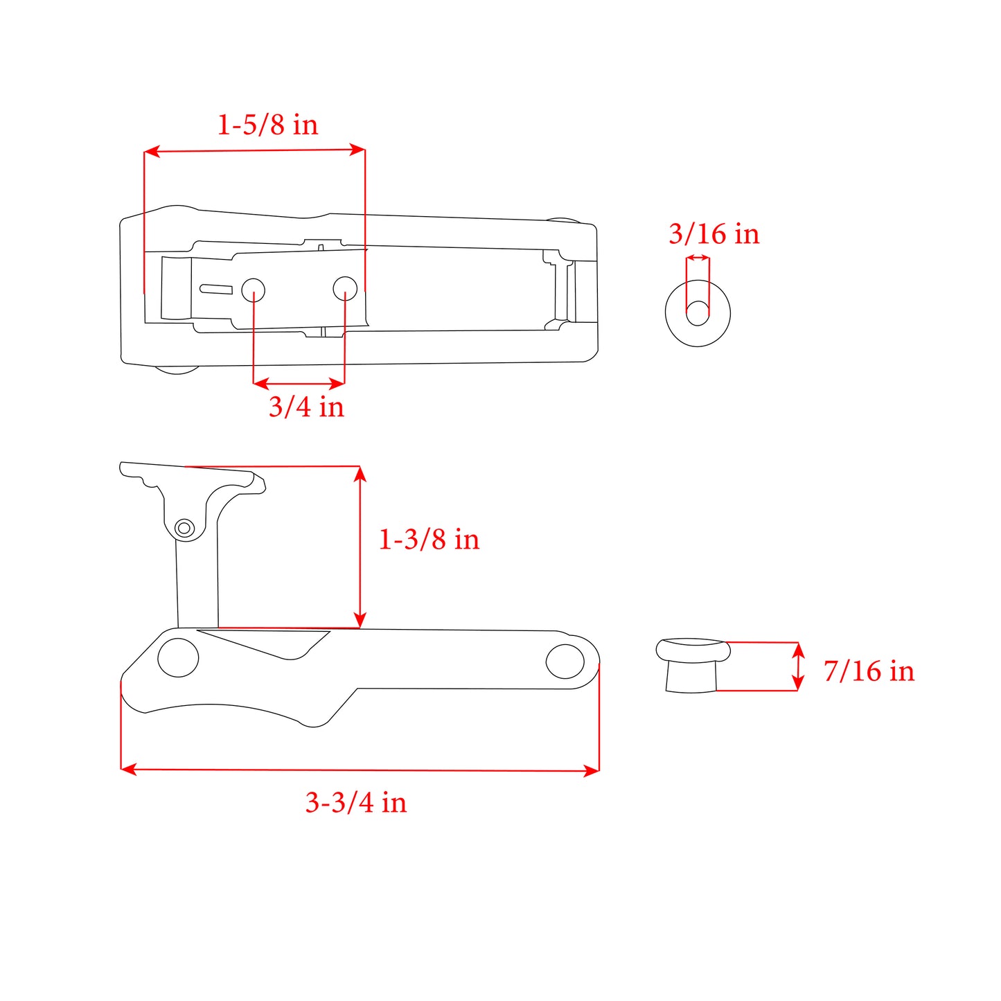 Rubber Draw Latch with Oval Keeper