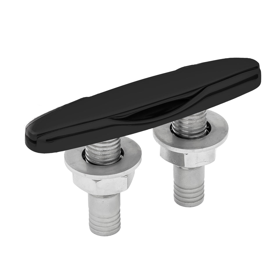 6" Black Powder Coated 316 Stainless Steel Wide Body Pull Up Cleat