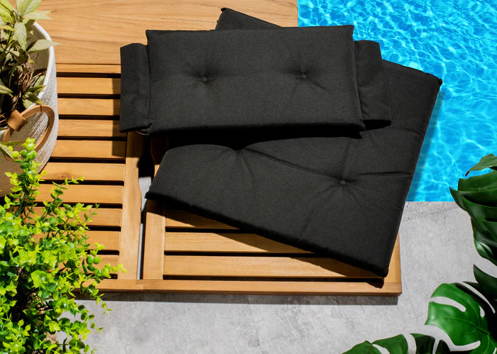 Oiled Finish Director's Chair with Black Cushions