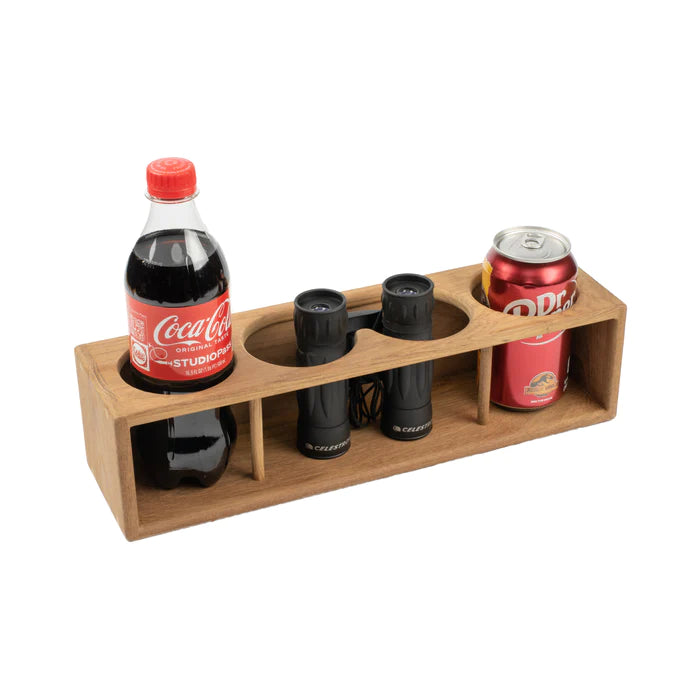 14-3/8" Premium Grade Teak Four Drink/Binocular Rack