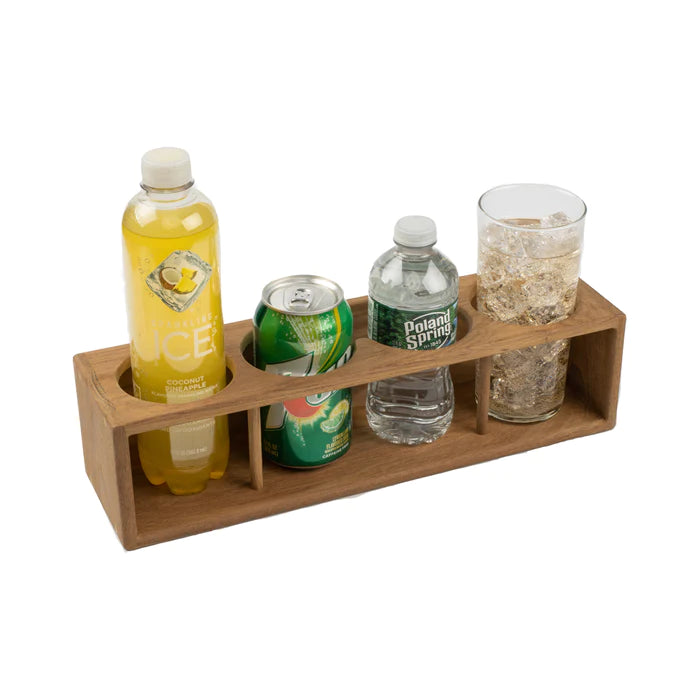 16-1/2" Premium Grade Teak Four Insulated Drink/Binocular Rack