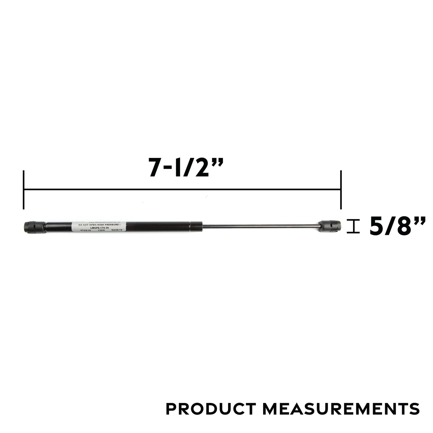 7-1/2" 8mm Rod Black Nitrate Gas Spring with 20 P1 Force