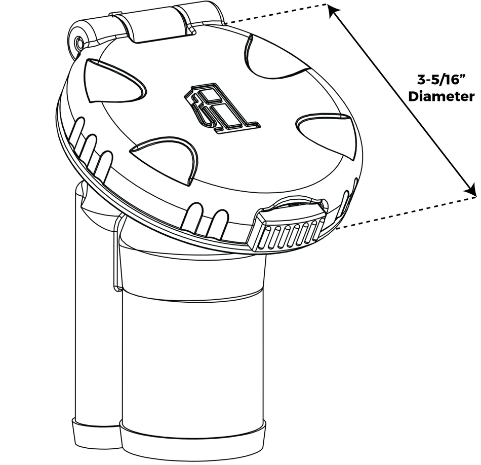30° Stainless Steel EPA/CARB Contoured Flip Top Pressurized Deck Fill - Gas