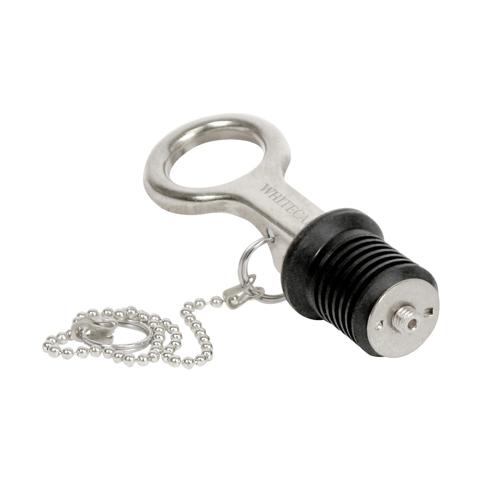1" Aluminum w/ Stainless Steel Snap/Lever Type Bailer Plug with 8" Chain