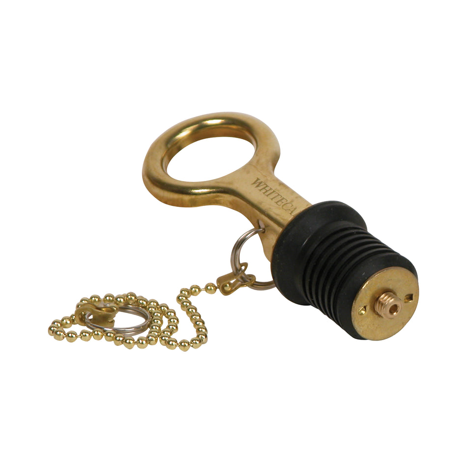 1" Chain Brass w/ Brass Chain Snap/Lever Type Bailer Plug with 8" Chain