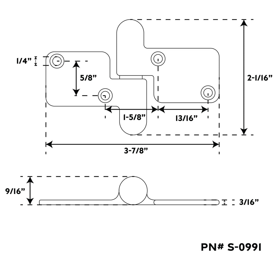 Left or Right Chrome Plated Brass Non-Locking Take-Apart Hinge