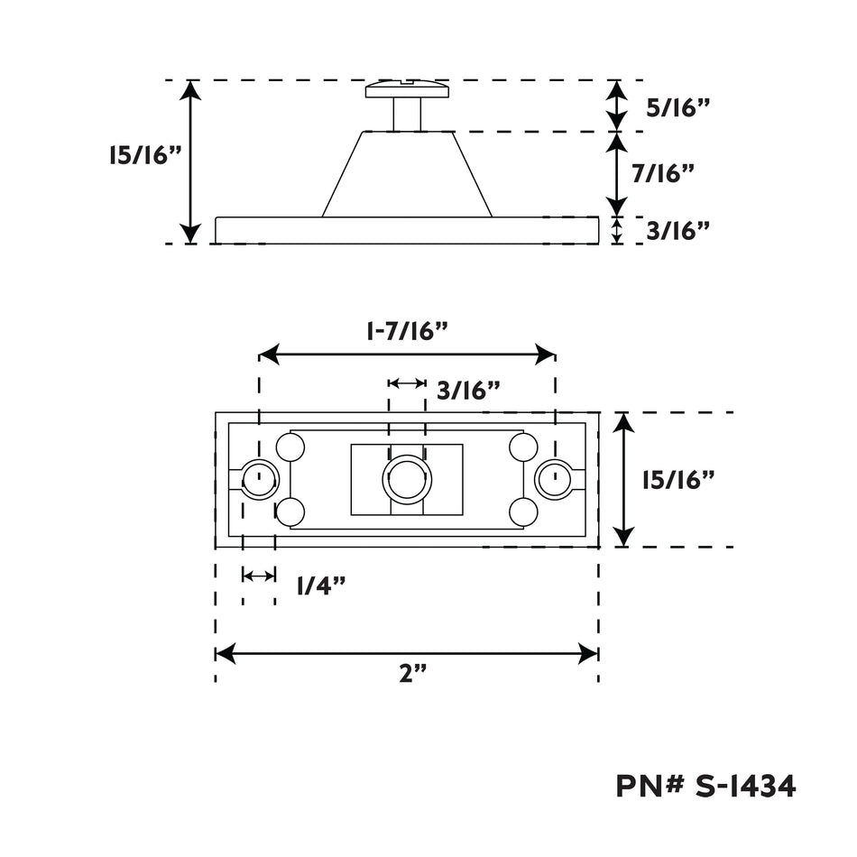 7/8" x 2" Chrome Plated Zinc Side Mount Deck Hinge