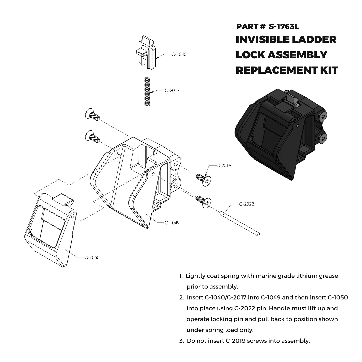 Invisible Ladder System Positive Transom Lock Assembly Replacement Kit