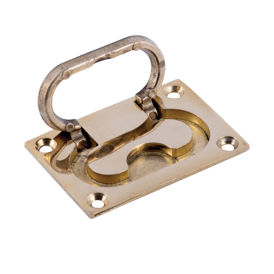 3" Polished Brass Flush Pull Ring