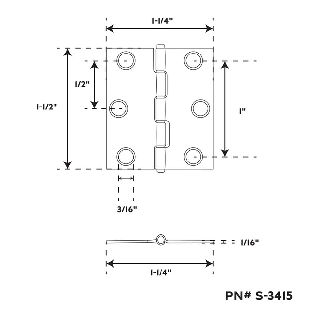 1-1/4" 304 Stainless Steel Butt Hinge