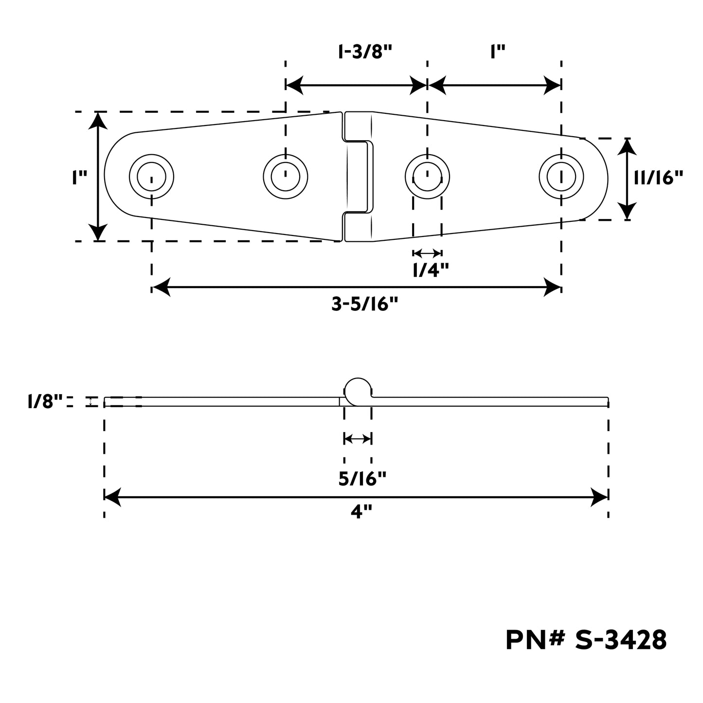 4" 304 Stainless Steel Strap Hinge