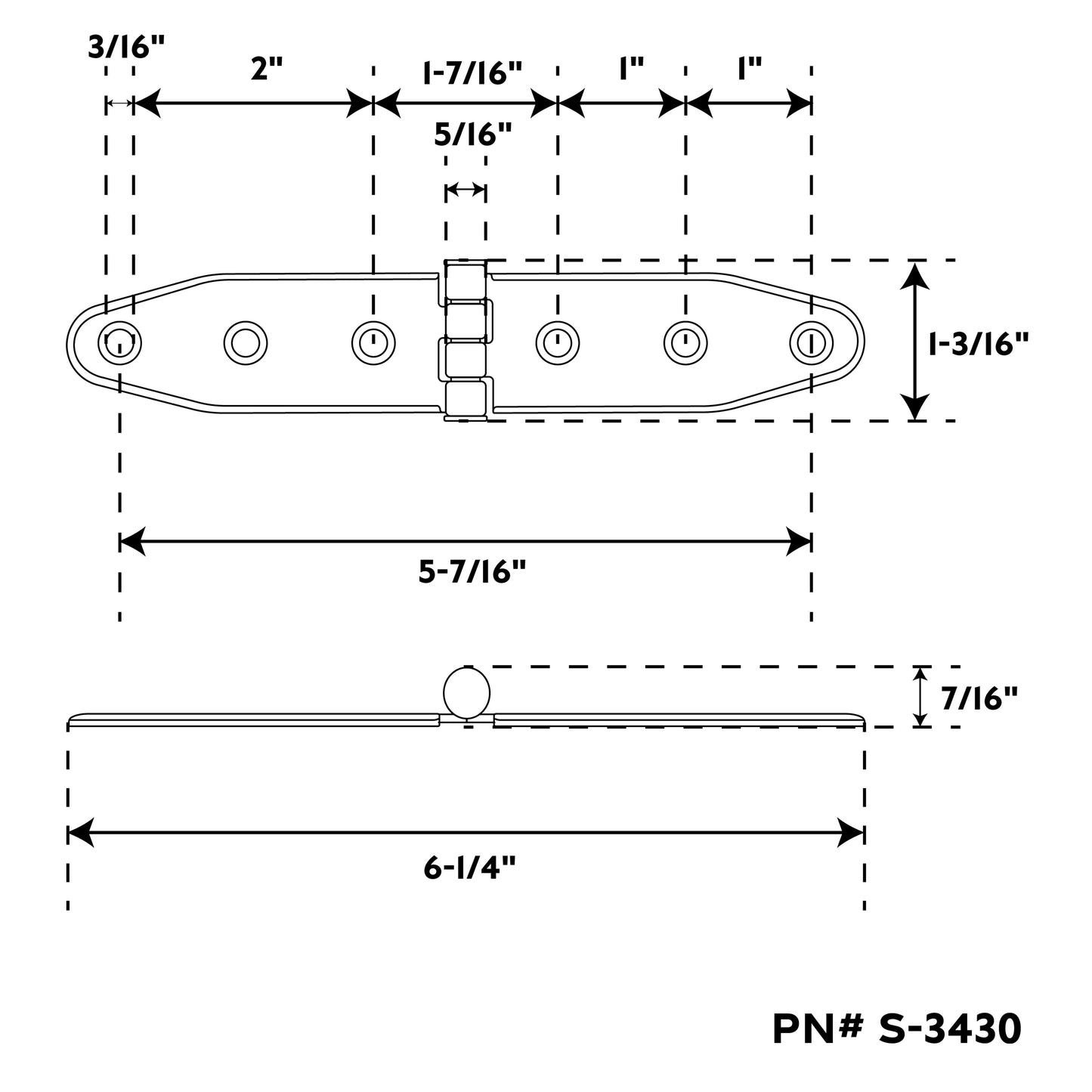 6" 304 Stainless Strap Hinge