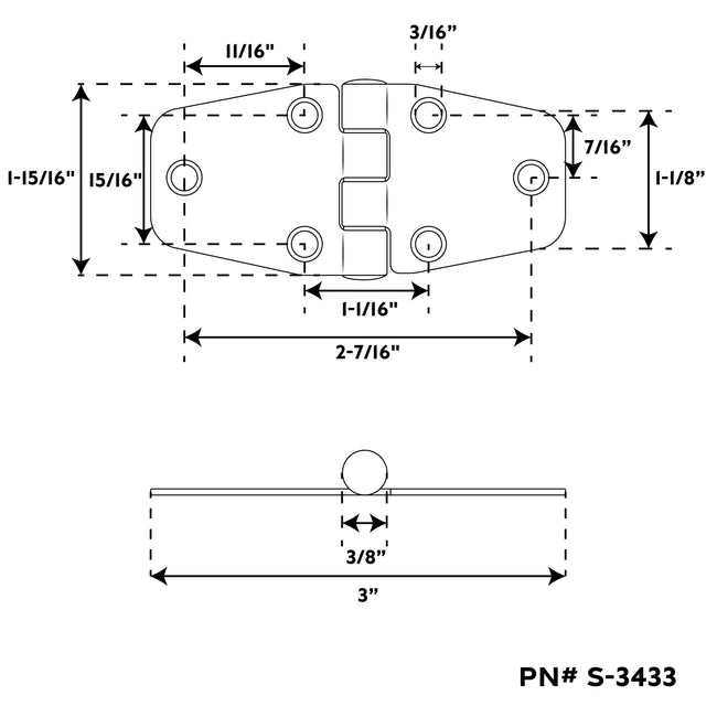 1-1/2" x 3" 304 Stainless Steel Door Hinge