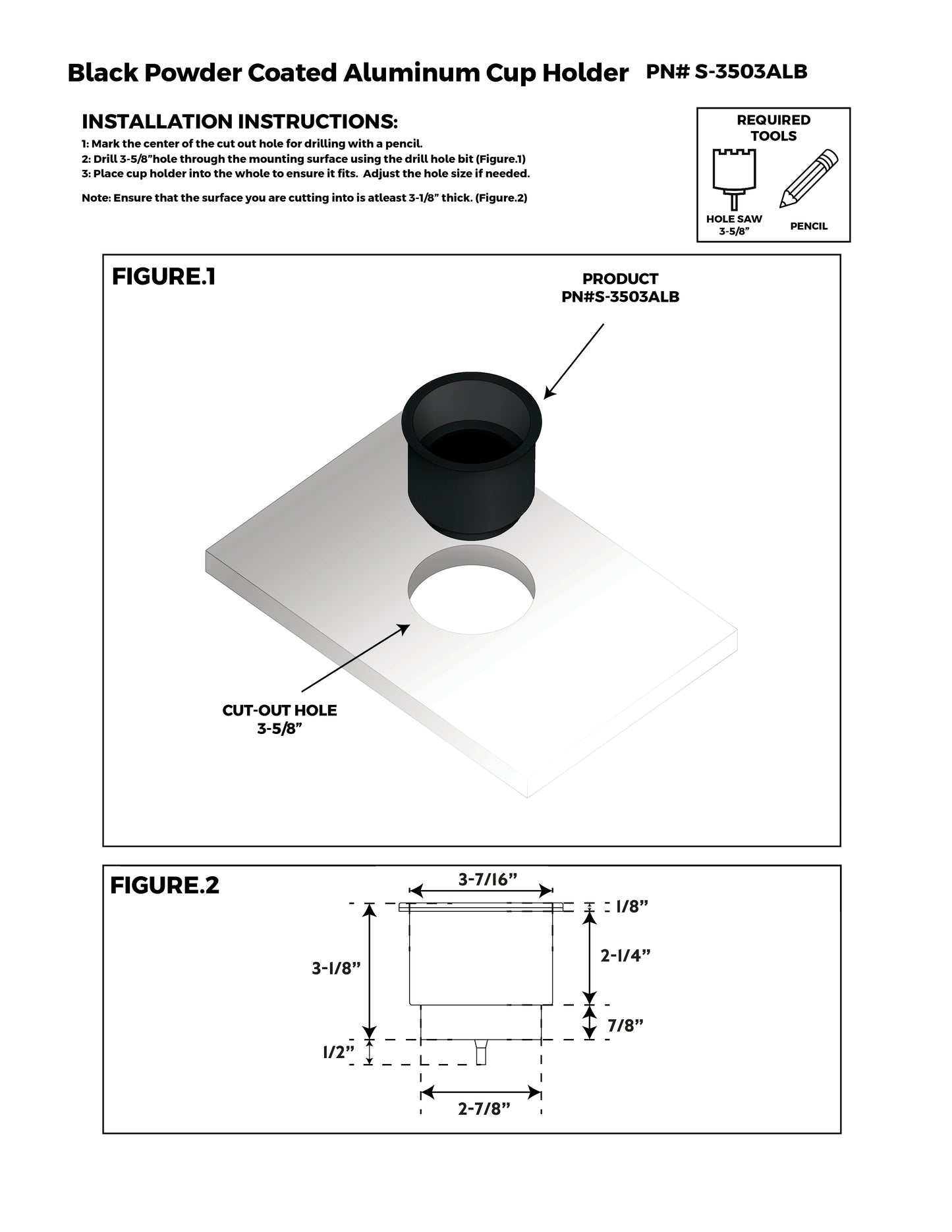 Black Powder Coated Aluminum Cup Holder
