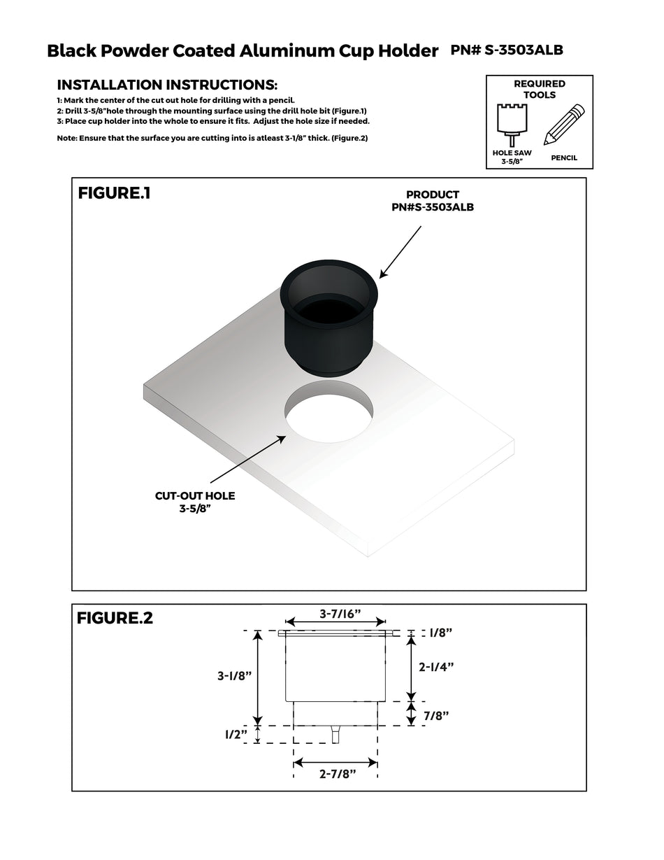 Black Powder Coated Aluminum Cup Holder