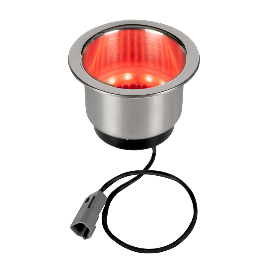 304 Stainless Steel Wide Lip RGB LED Stainless Steel Cup Holder - 2 AMP