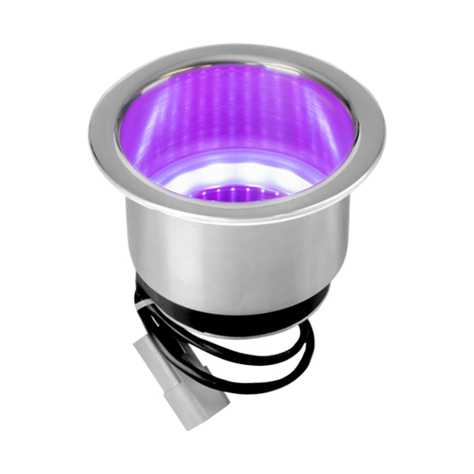 304 Stainless Steel Wide Lip RGB LED Stainless Steel Cup Holder - 2 AMP