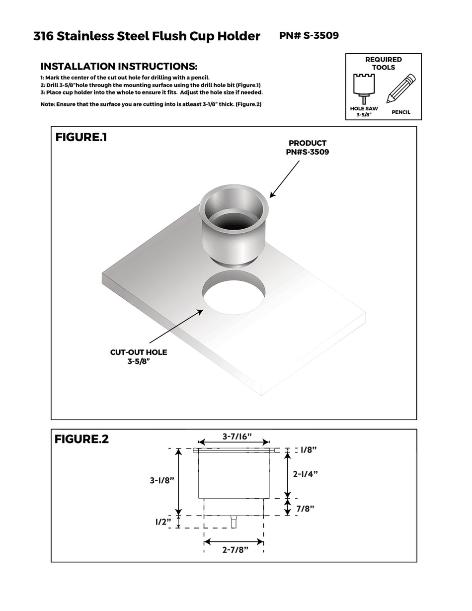 316 Stainless Steel Flush Drink Holder