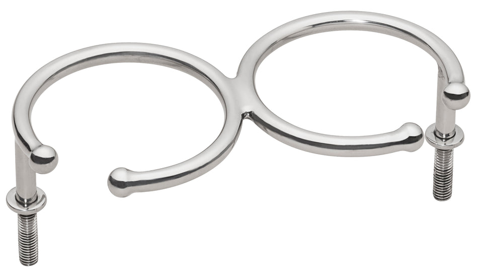 304 Stainless Steel 2 Drink Top Mount Ring Cup Holder - Stud Mount