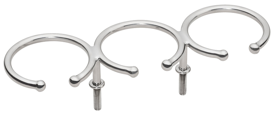 304 Stainless Steel 3 Drink Top Mount Ring Cup Holder - Stud Mount
