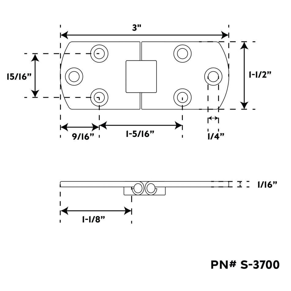 3" 304 Stainless Steel Flush Mount Hinge