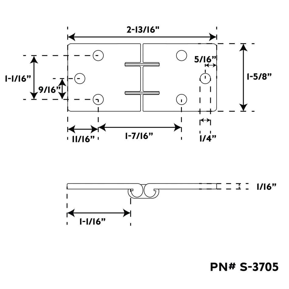 2-13/16" 304 Stainless Steel Flush Mount Hinge