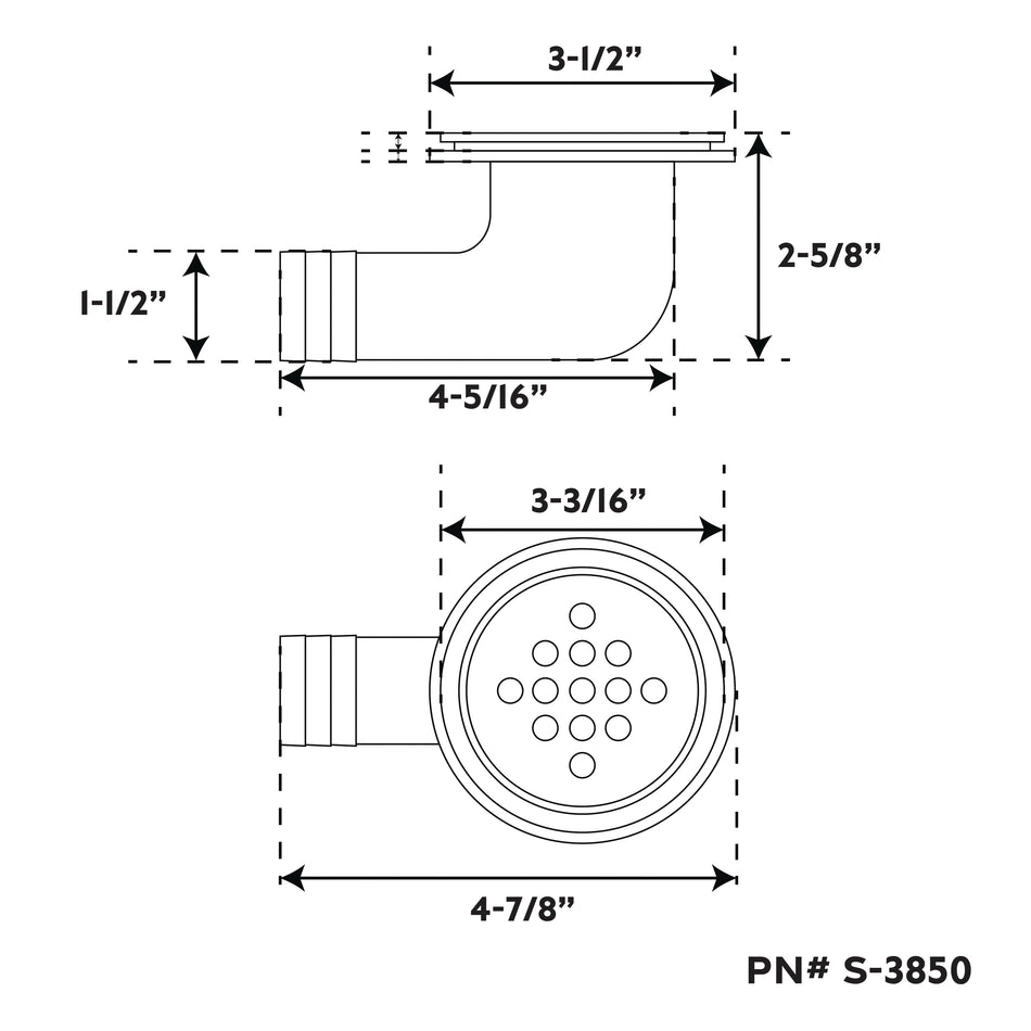 90° 316 Stainless Steel/ Glass-Filled Nylon Drain Tube Kit