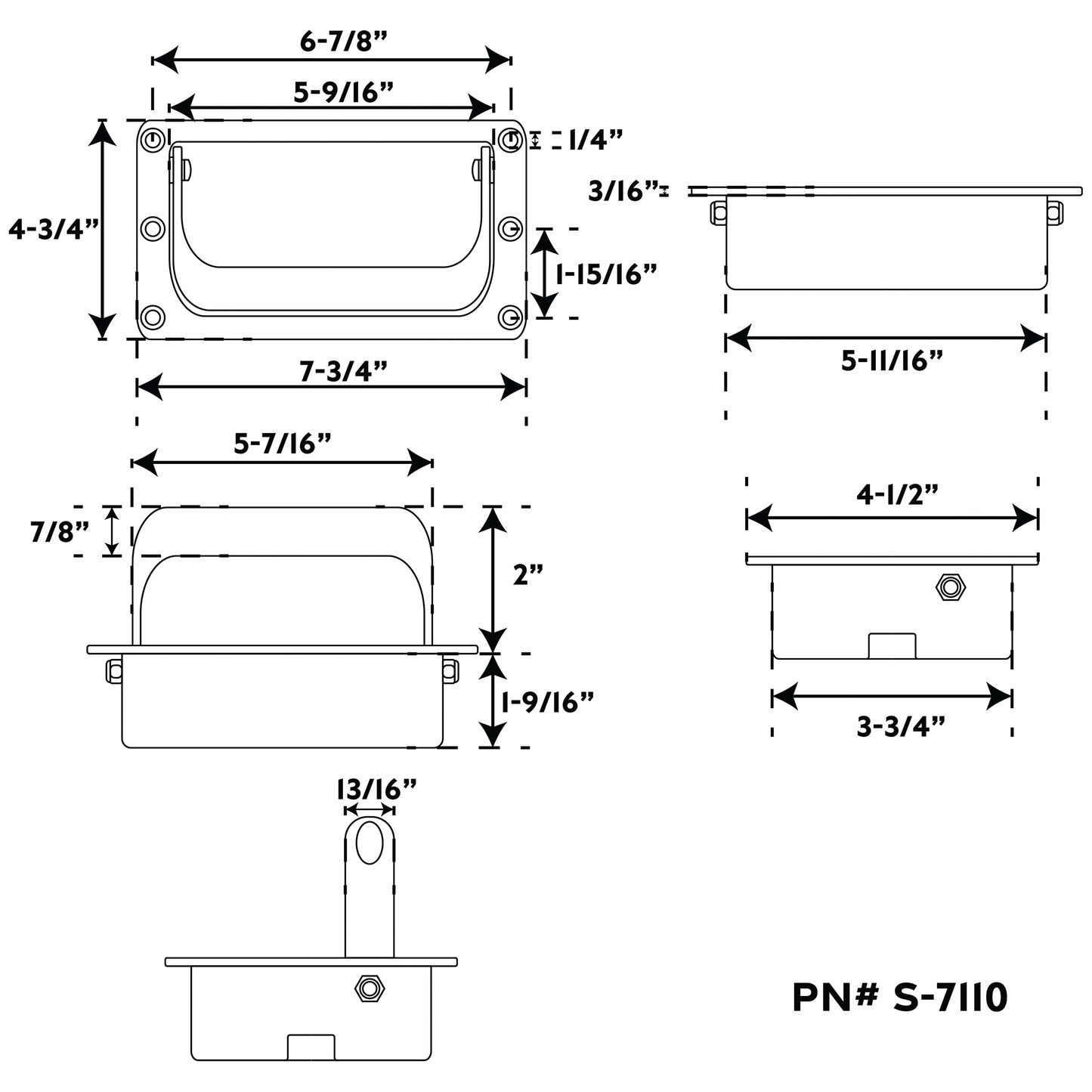 316 Stainless Steel Flush Folding Diver Door Handle