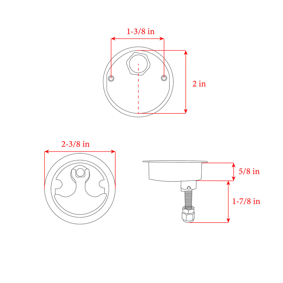 2-7/16" 316 Stainless Steel Non-Locking T-Style Compression Handle
