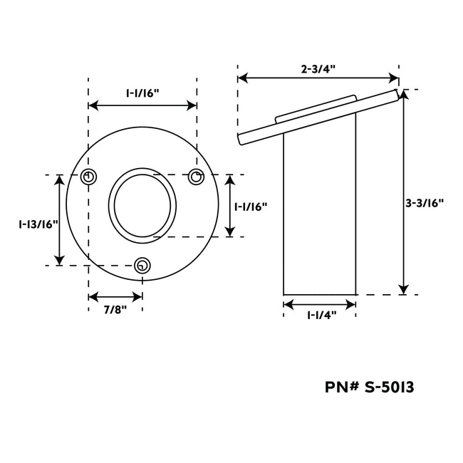 3" 316 Stainless Steel Clamp on Flag Staff Mount