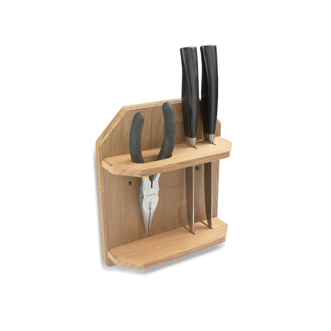 Teak Knife & Pliers Holder