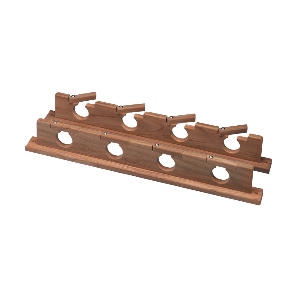 24" Premium Grade Teak Lock-In Four-Rod Storage Rack