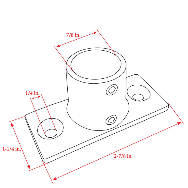 90-Degree Two-Hole Rectangular Base Rail Fitting