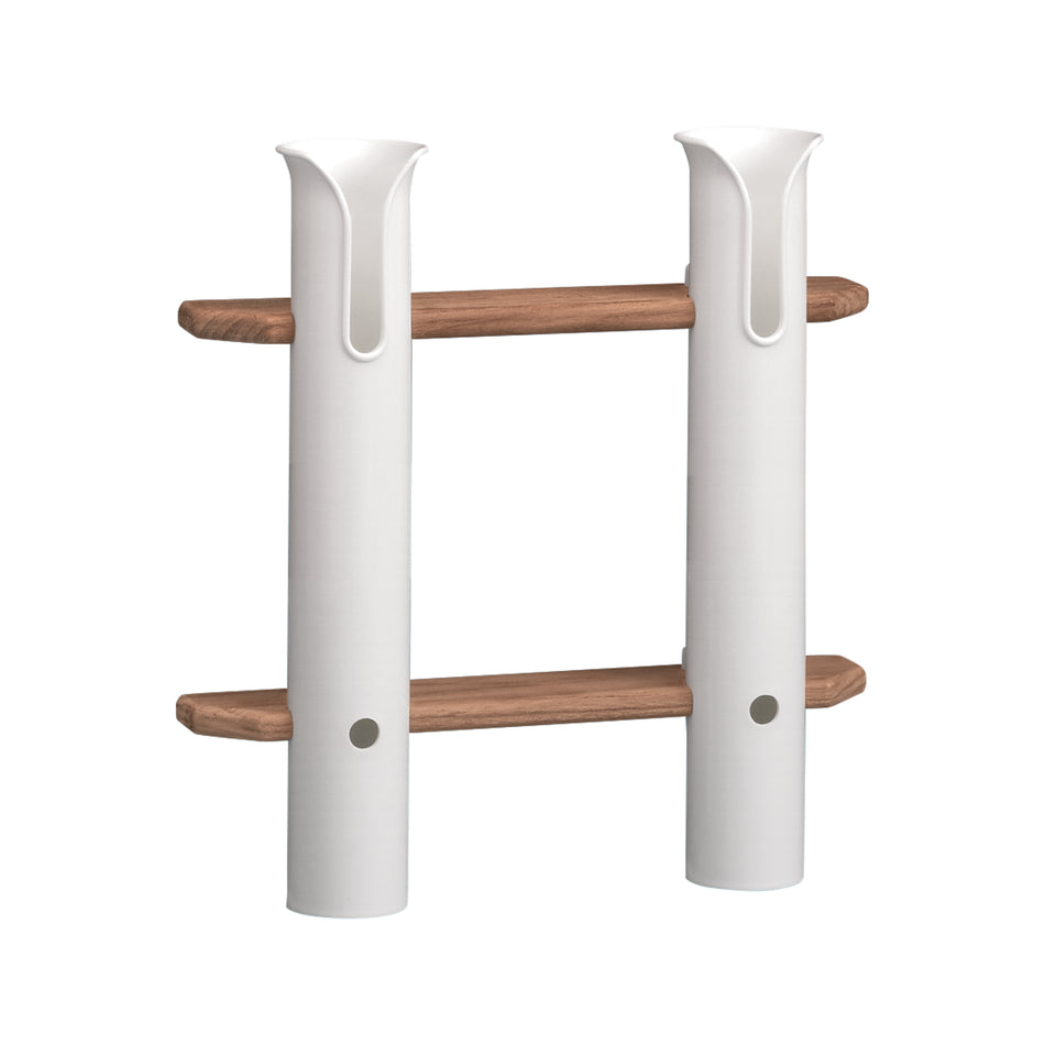10-13/16" Premium Grade Teak White Polypropylene Two-Rod Tournament Storage Rack