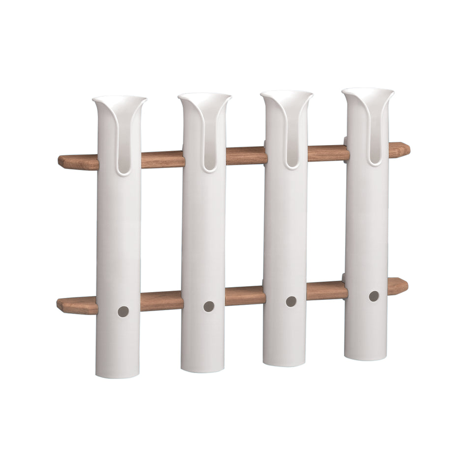 22-1/2" Premium Grade Teak White Polypropylene Four-Rod Tournament Storage Rack