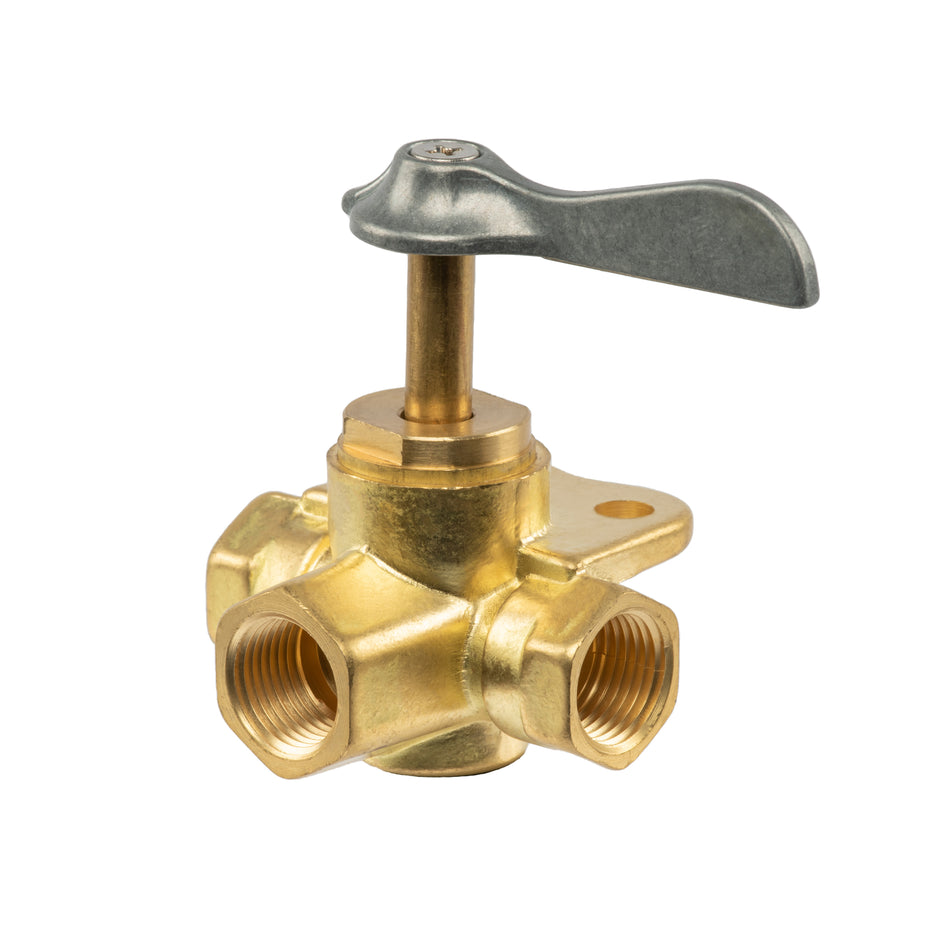 3-Way w/ Detent-Three Female 3/8" NPT Fuel Shut Off Valve