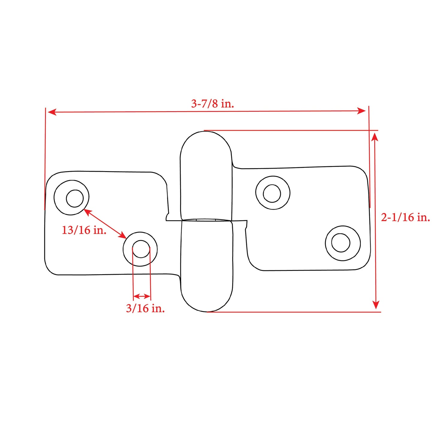 Non-Locking Take-Apart Hinge (3-7/8" x 2-1/16") - S-0991