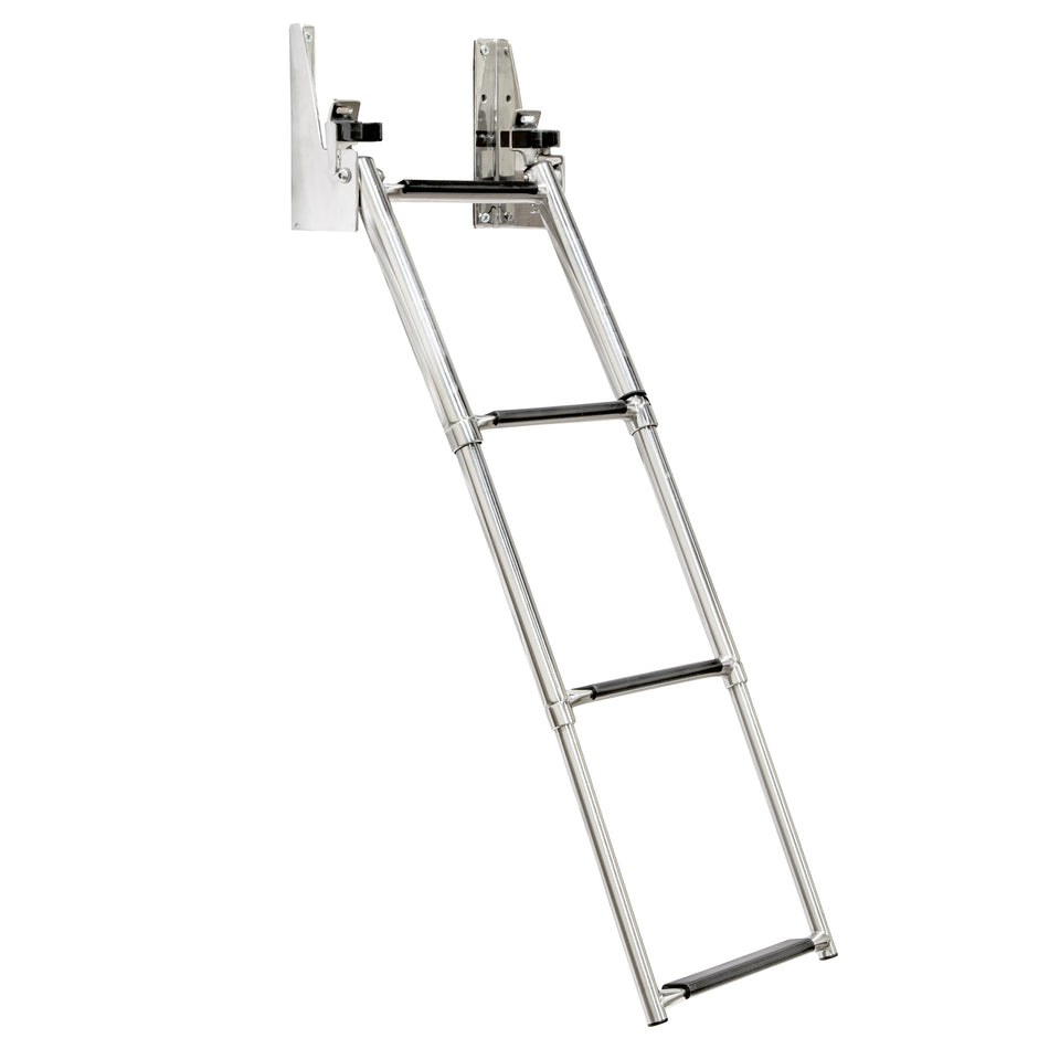 304 Stainless Steel Transom Mount 4-Step Telescoping Ladder