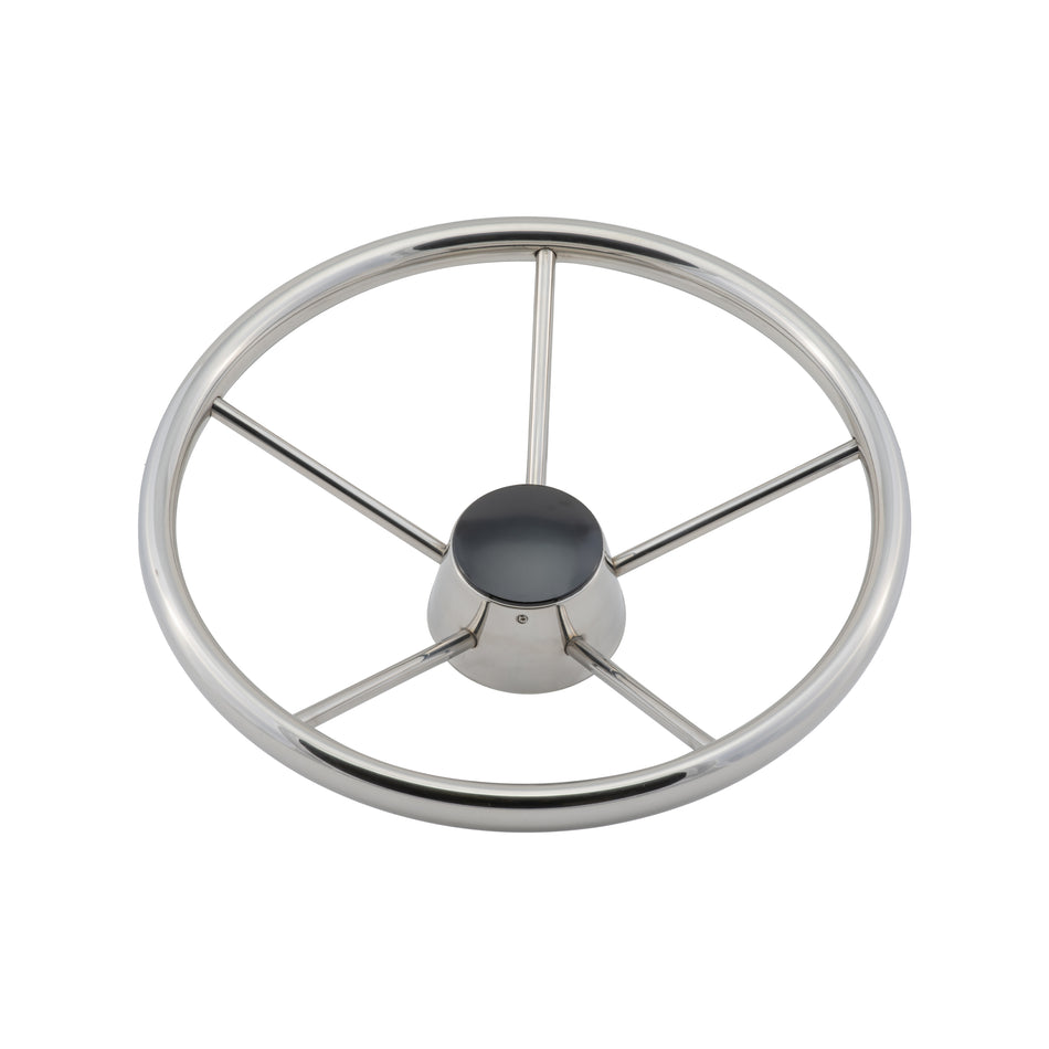 13-1/2" 304 Stainless Steel Destroyer Steering Wheel with Black Cap
